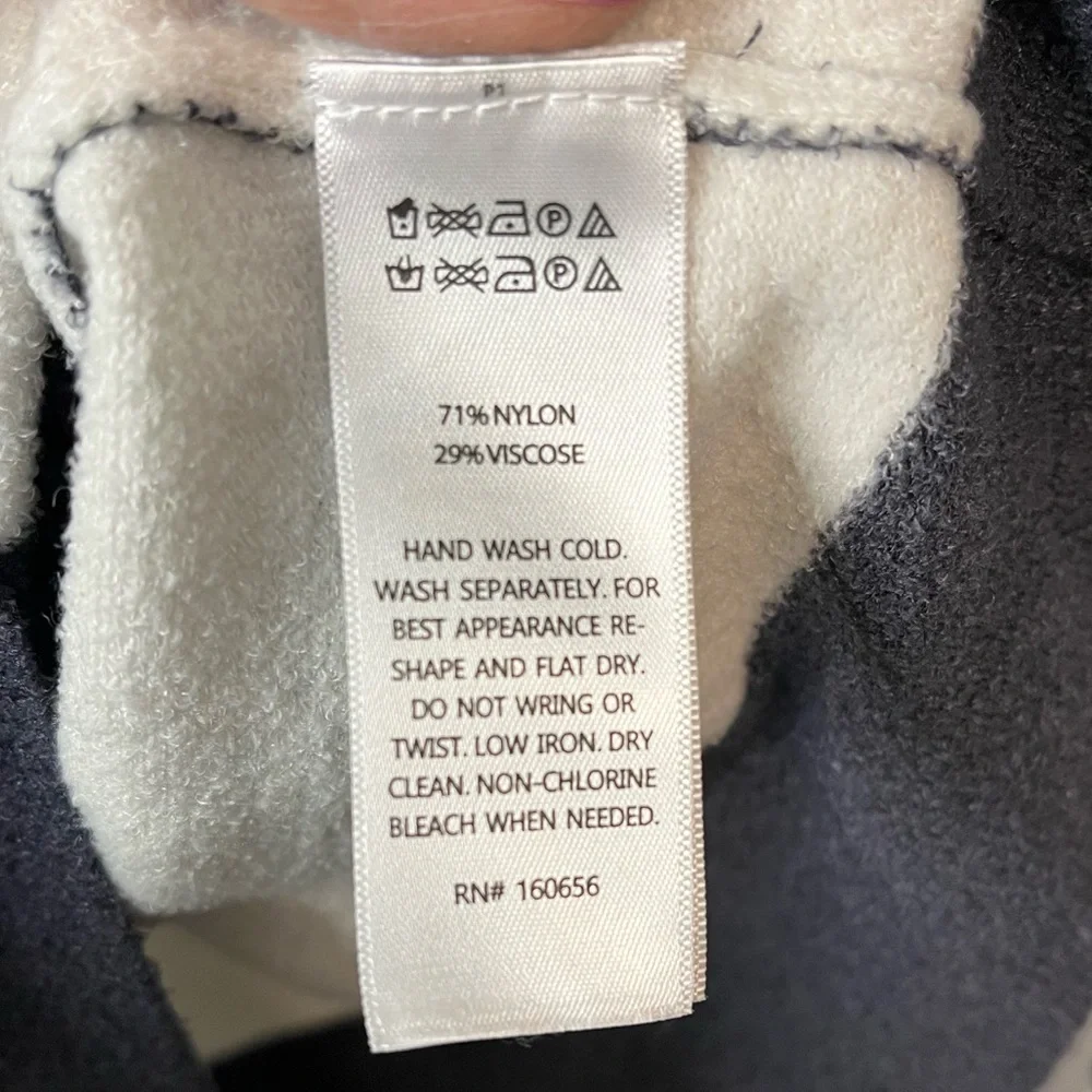 Rachel Zoe V-Neck Pullover Hooded Sweater in Navy and Cream Women’s Medium EUC - Picture 7 of 7